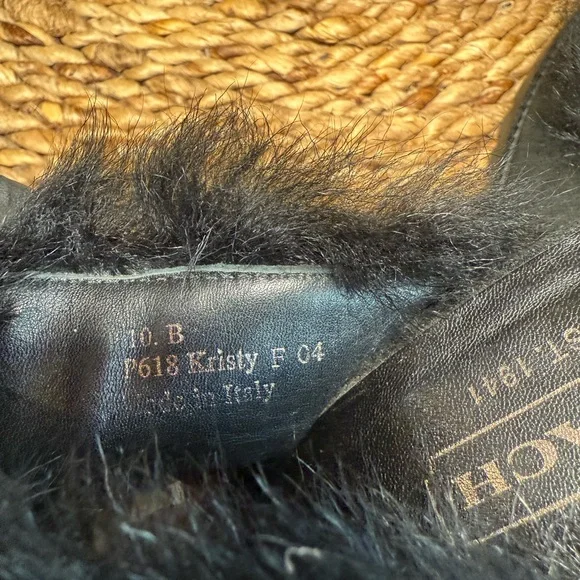 Coach Elegant Black Suede Mules Kristy 10 B Fur-Trimmed Women's Slip On Heels - Picture 9 of 10